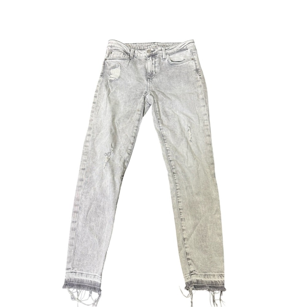 Zara Light Gray Skinny Jeans with Distressed Hem